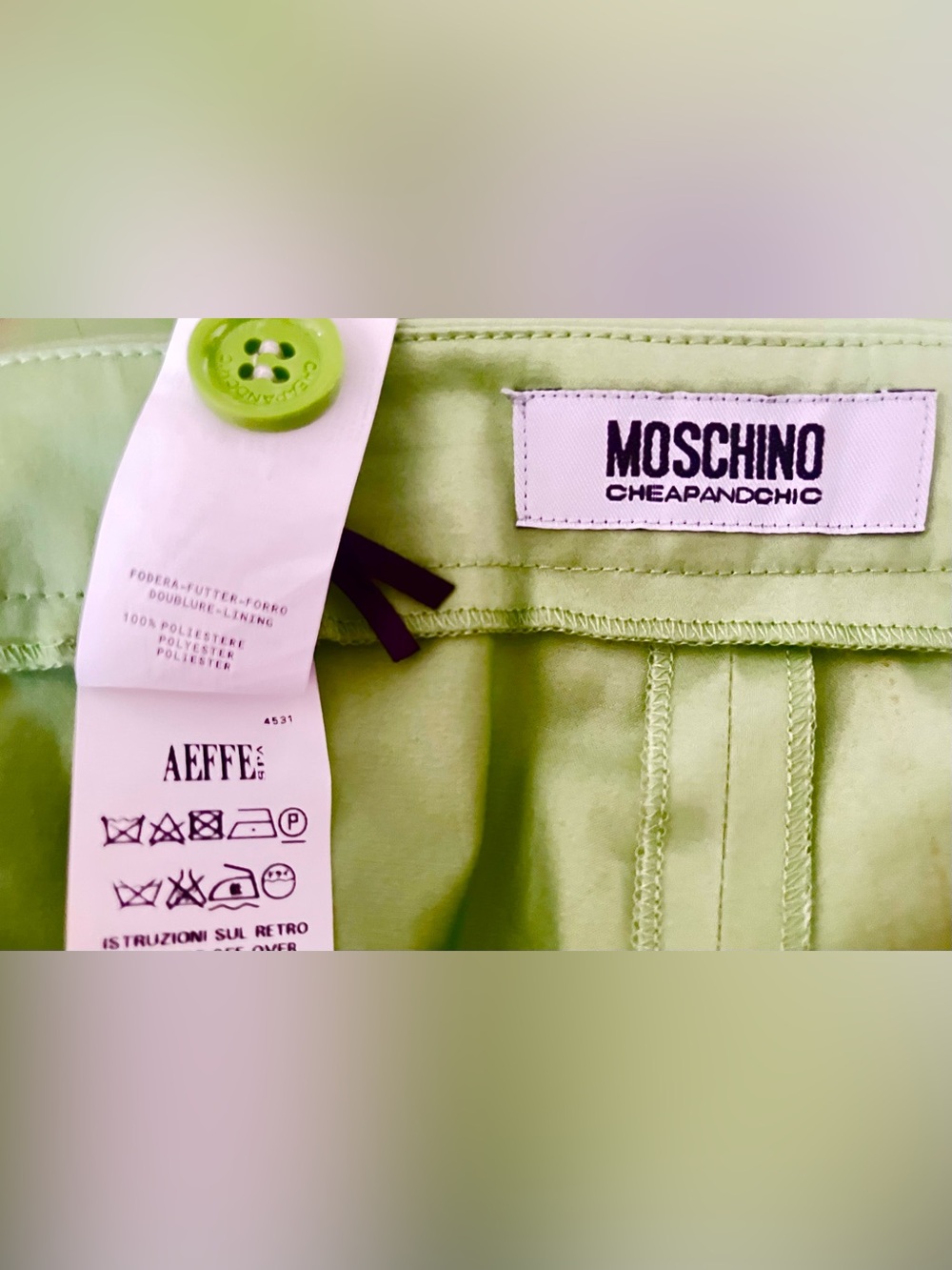 Women’s Moscino Mint-Chartreuse Green Cotton  Pants